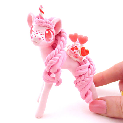 Valentine Dessert Unicorn Figurine - Polymer Clay Valentine Animals