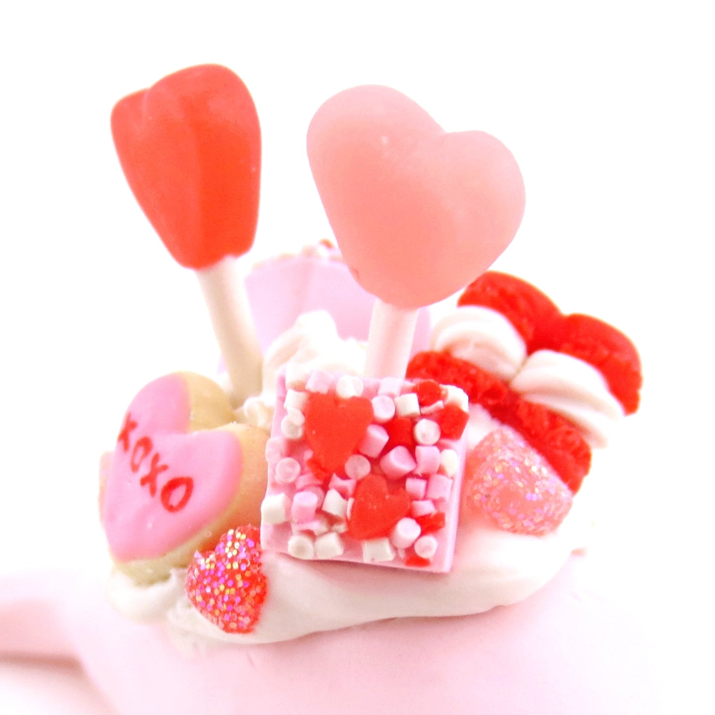 Light Pink Valentine Dessert Narwhal Figurine - Version 1 - Polymer Clay Valentine Animals