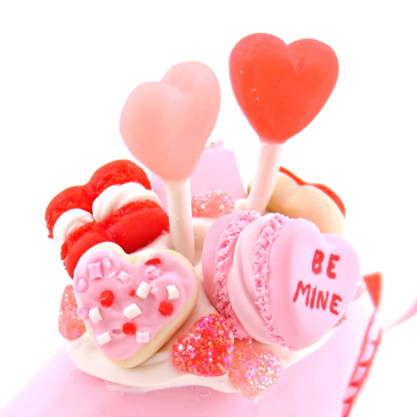 Pink Valentine Dessert Narwhal Figurine - Version 1 - Polymer Clay Valentine Animals
