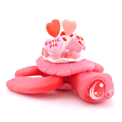 Red and Pink Valentine Dessert Turtle Figurine - Polymer Clay Valentine Animals