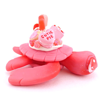 Red and Pink Valentine Dessert Turtle Figurine - Polymer Clay Valentine Animals