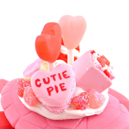 Red and Pink Valentine Dessert Turtle Figurine - Polymer Clay Valentine Animals