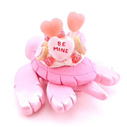 Pink Valentine Dessert Turtle Figurine - Polymer Clay Valentine Animals