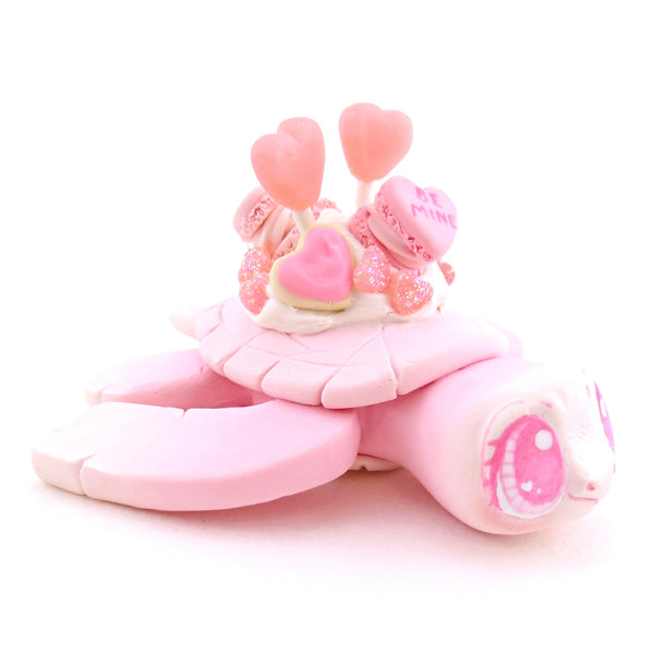 Pink and White Valentine Dessert Turtle Figurine - Polymer Clay Valentine Animals