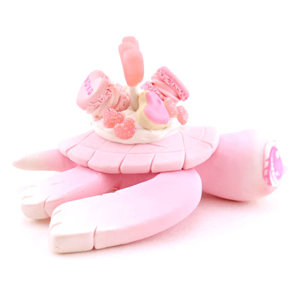 Pink and White Valentine Dessert Turtle Figurine - Polymer Clay Valentine Animals