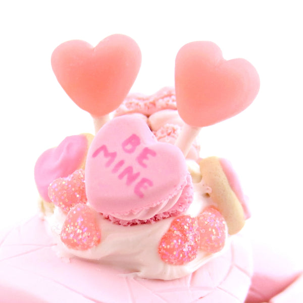 Pink and White Valentine Dessert Turtle Figurine - Polymer Clay Valentine Animals