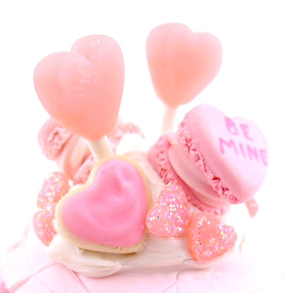 Pink and White Valentine Dessert Turtle Figurine - Polymer Clay Valentine Animals