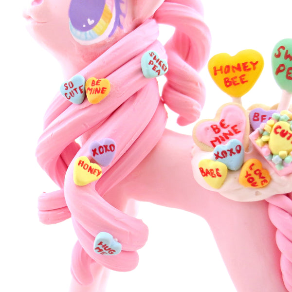Candy Heart Valentine Dessert Unicorn Figurine - Polymer Clay Valentine Animals