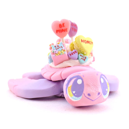 Candy Heart Pink and Purple Blend Turtle Figurine - Polymer Clay Valentine Animals