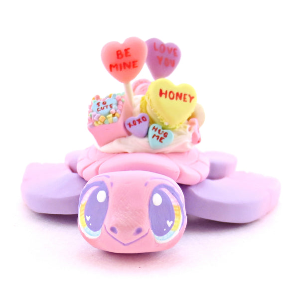 Candy Heart Pink and Purple Blend Turtle Figurine - Polymer Clay Valentine Animals