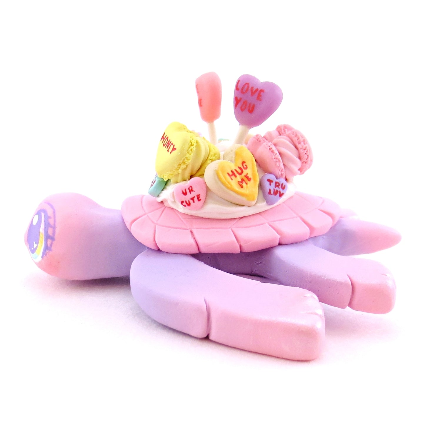 Candy Heart Pink and Purple Blend Turtle Figurine - Polymer Clay Valentine Animals