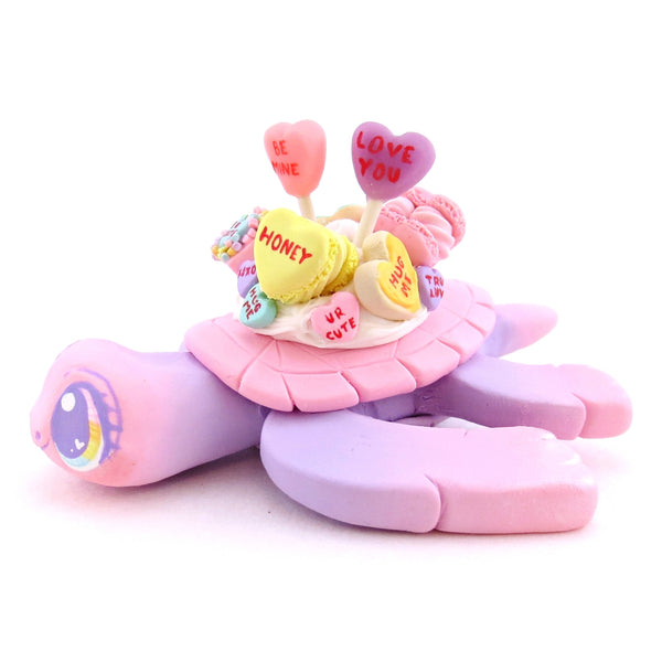 Candy Heart Pink and Purple Blend Turtle Figurine - Polymer Clay Valentine Animals