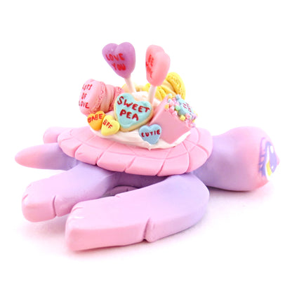 Candy Heart Pink and Purple Blend Turtle Figurine - Polymer Clay Valentine Animals