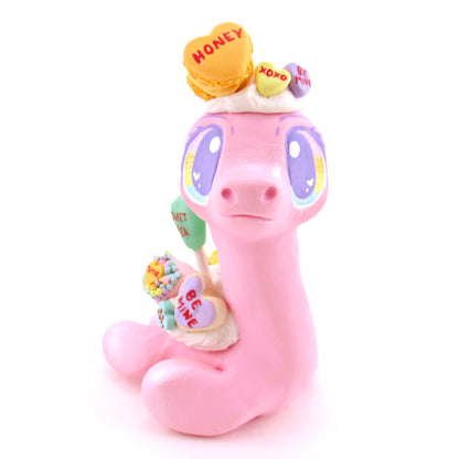 Candy Heart Nessie Figurine - Polymer Clay Valentine Animals