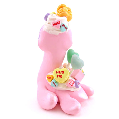 Candy Heart Nessie Figurine - Polymer Clay Valentine Animals