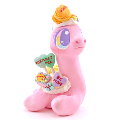 Candy Heart Nessie Figurine - Polymer Clay Valentine Animals