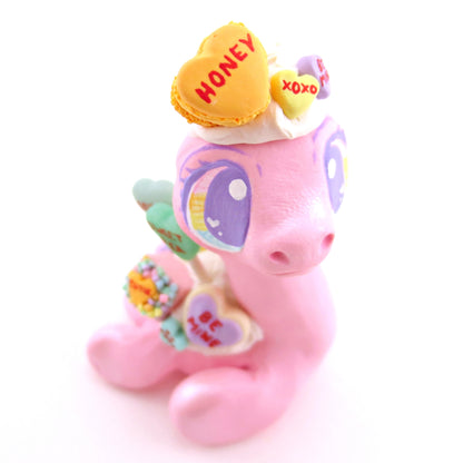 Candy Heart Nessie Figurine - Polymer Clay Valentine Animals