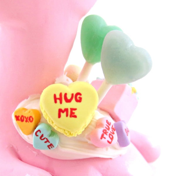 Candy Heart Nessie Figurine - Polymer Clay Valentine Animals