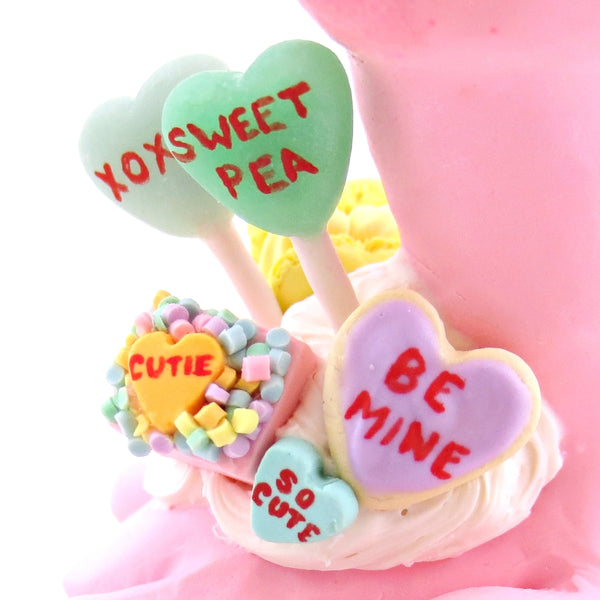Candy Heart Nessie Figurine - Polymer Clay Valentine Animals