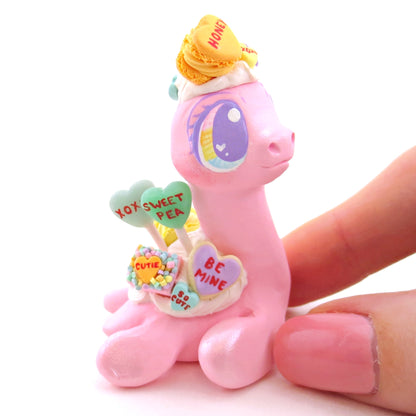 Candy Heart Nessie Figurine - Polymer Clay Valentine Animals