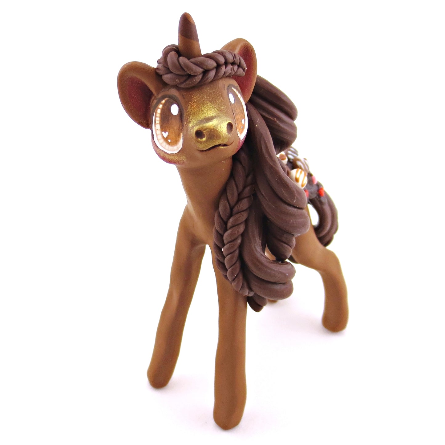 Chocolate Valentine Dessert Unicorn Figurine - Polymer Clay Valentine Animals