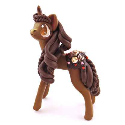 Chocolate Valentine Dessert Unicorn Figurine - Polymer Clay Valentine Animals