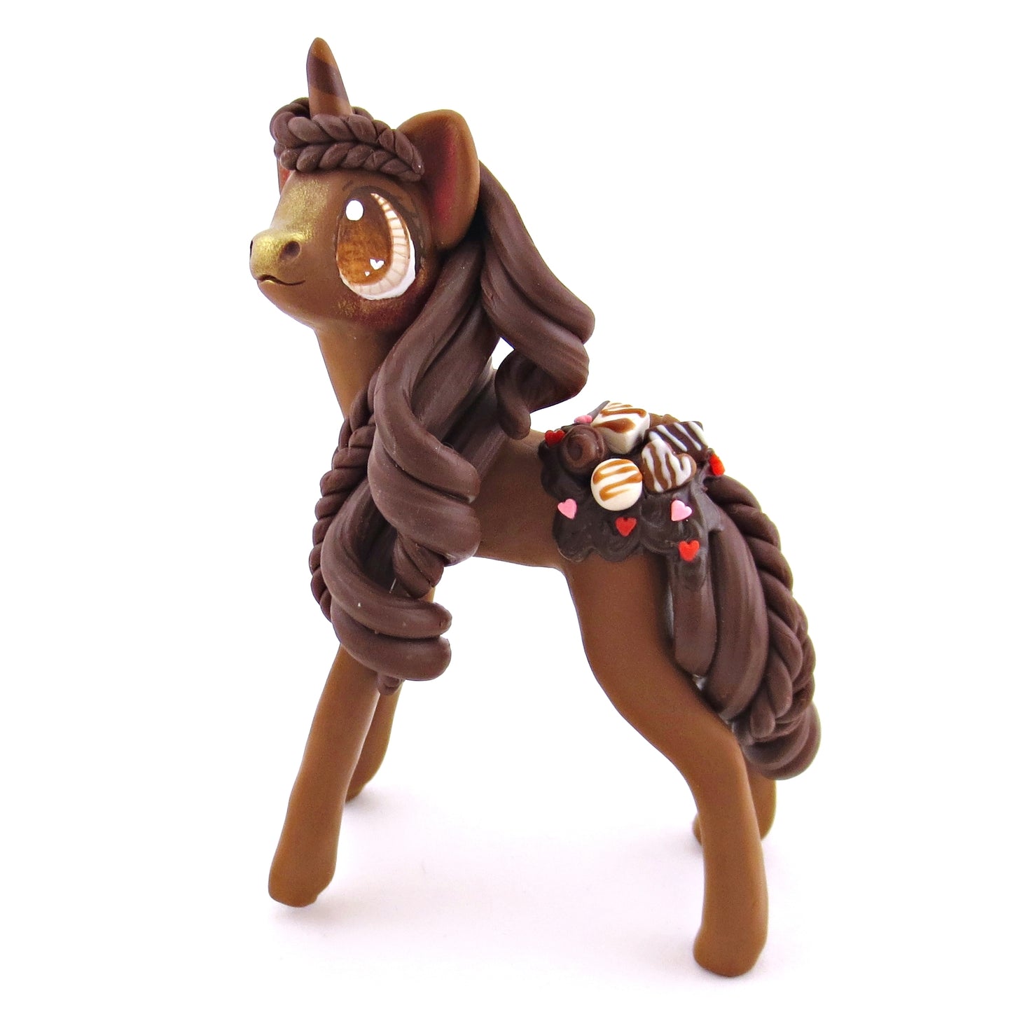 Chocolate Valentine Dessert Unicorn Figurine - Polymer Clay Valentine Animals