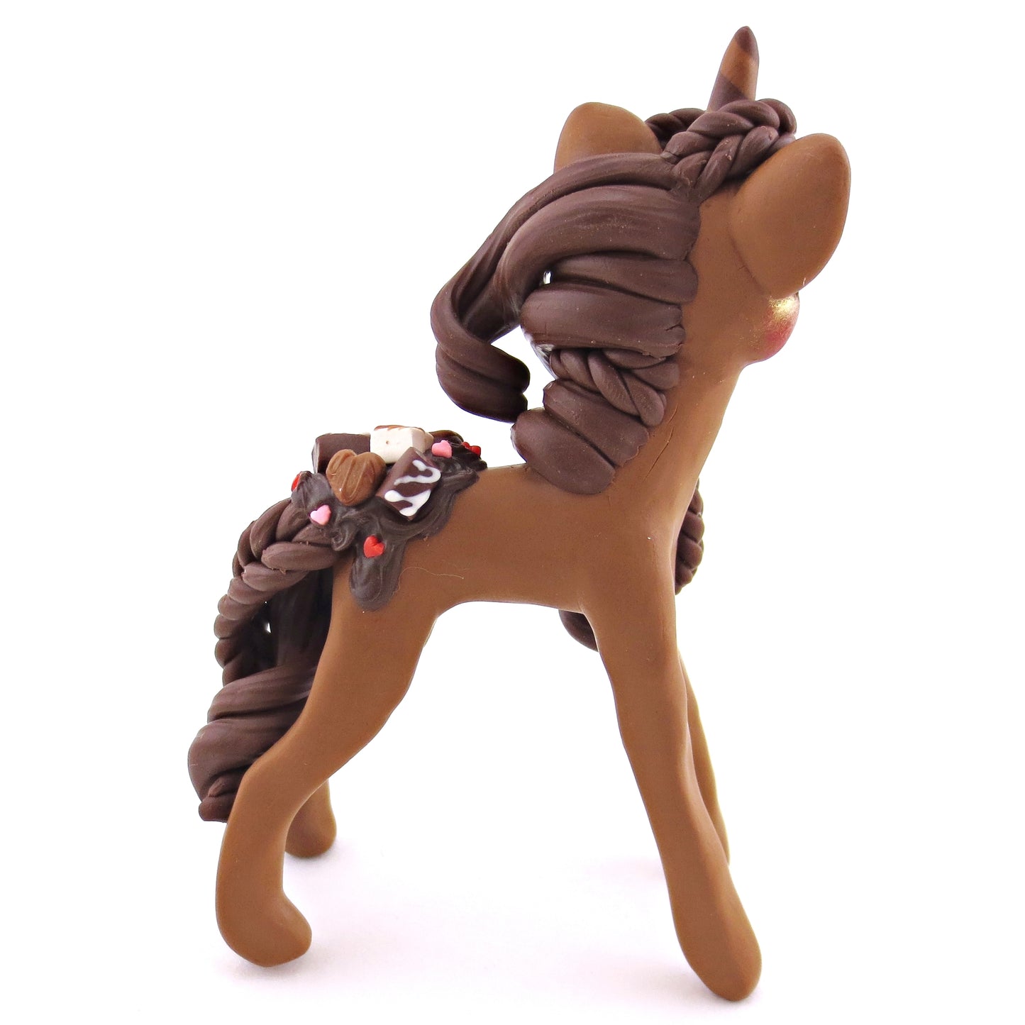 Chocolate Valentine Dessert Unicorn Figurine - Polymer Clay Valentine Animals