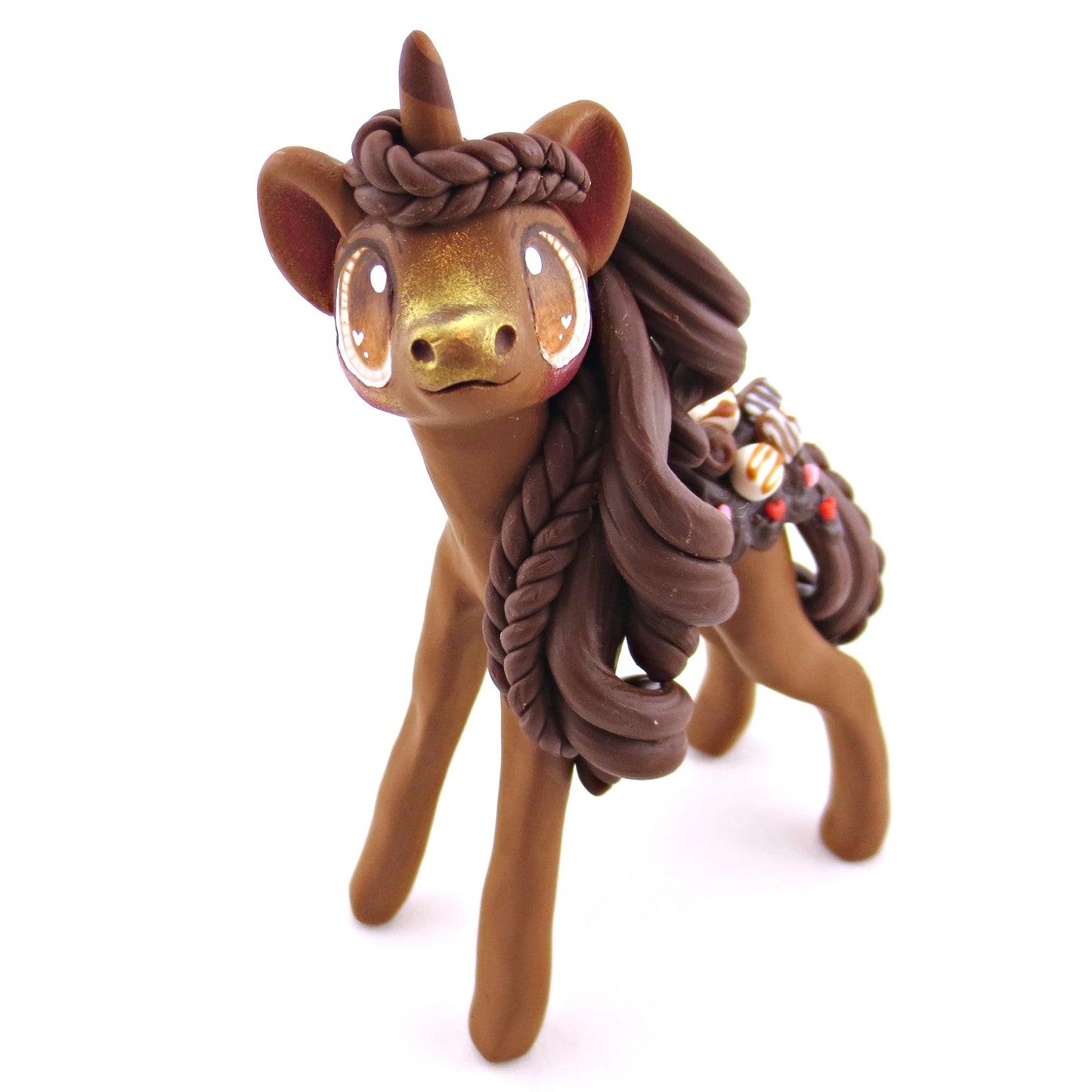 Chocolate Valentine Dessert Unicorn Figurine - Polymer Clay Valentine Animals