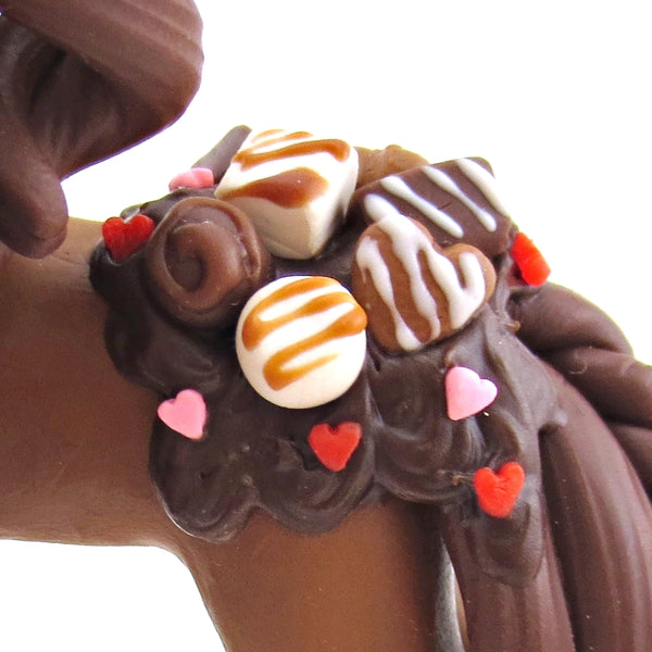 Chocolate Valentine Dessert Unicorn Figurine - Polymer Clay Valentine Animals