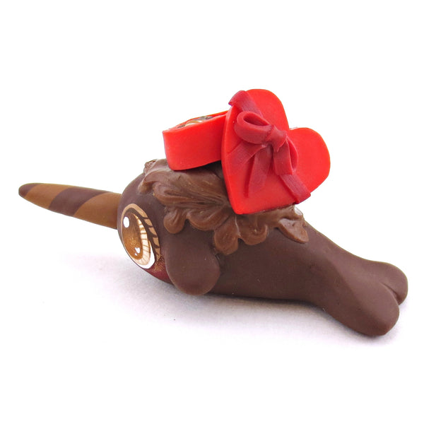 Dark Chocolate Valentine Chocolate Box Narwhal Figurine - Polymer Clay Valentine Animals