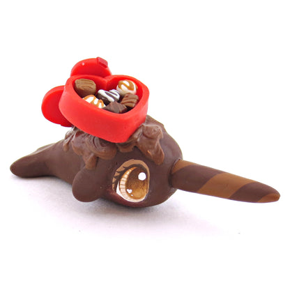 Dark Chocolate Valentine Chocolate Box Narwhal Figurine - Polymer Clay Valentine Animals