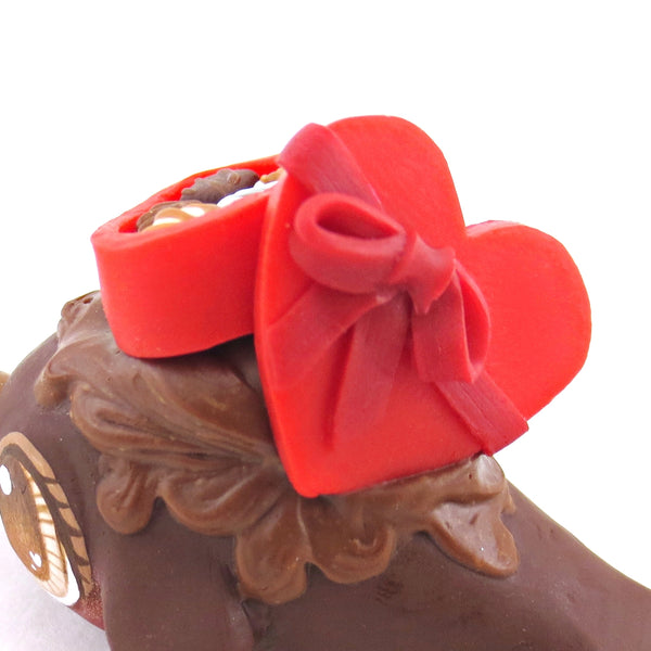 Dark Chocolate Valentine Chocolate Box Narwhal Figurine - Polymer Clay Valentine Animals