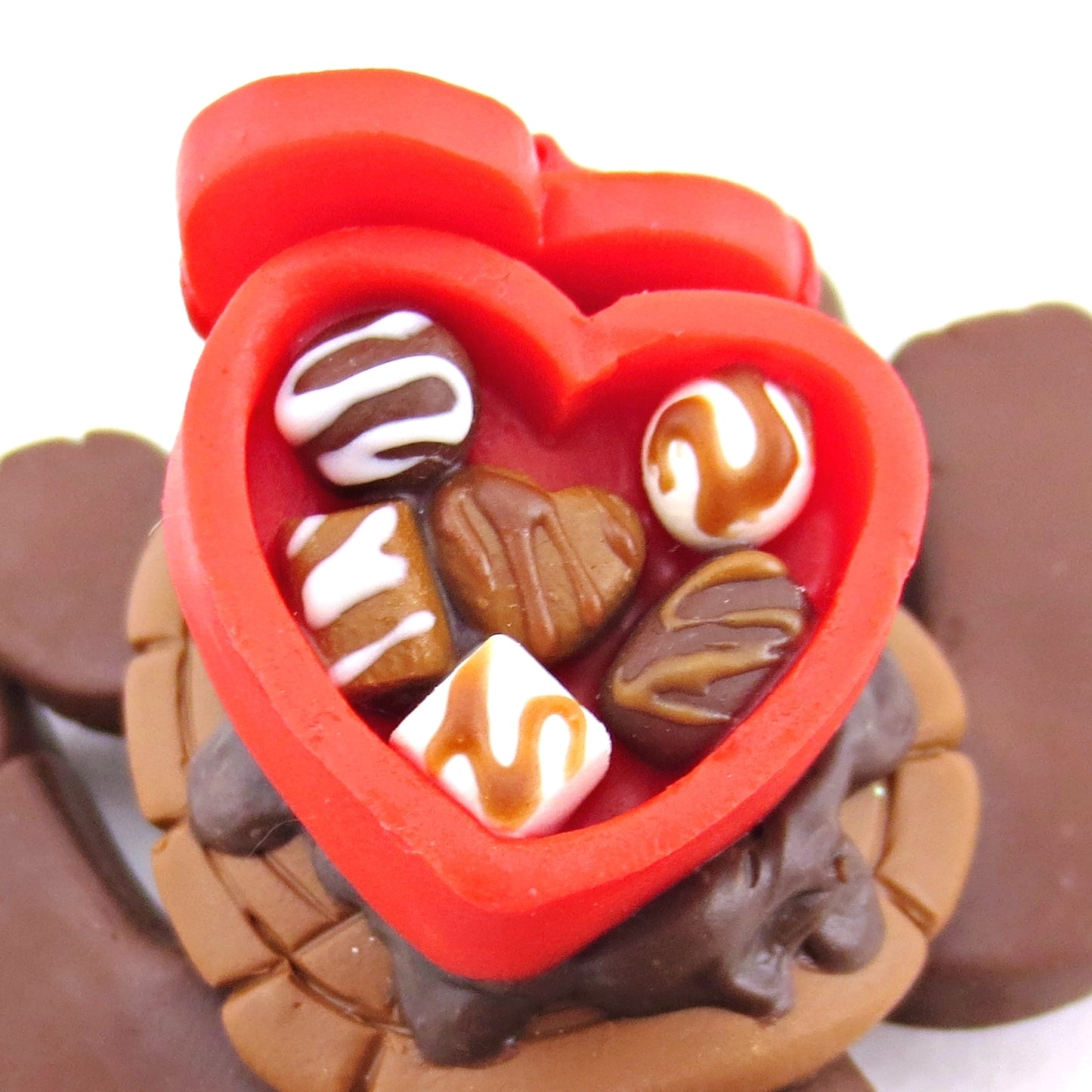 Dark Chocolate Valentine Chocolate Box Turtle Figurine - Polymer Clay Valentine Animals