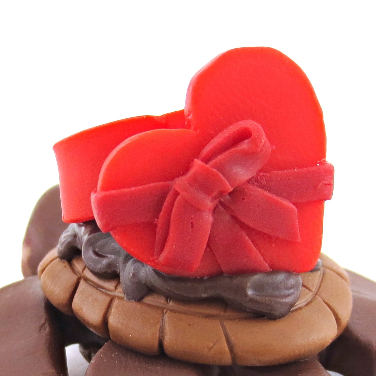 Dark Chocolate Valentine Chocolate Box Turtle Figurine - Polymer Clay Valentine Animals