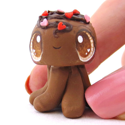 Chocolate Truffle Jellyfish Figurine - Polymer Clay Valentine Animals