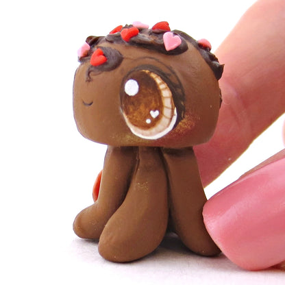 Chocolate Truffle Jellyfish Figurine - Polymer Clay Valentine Animals