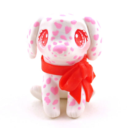 Pink Spotted Dalmatian Puppy Figurine - Polymer Clay Animals Valentine Collection