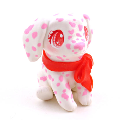 Pink Spotted Dalmatian Puppy Figurine - Polymer Clay Animals Valentine Collection