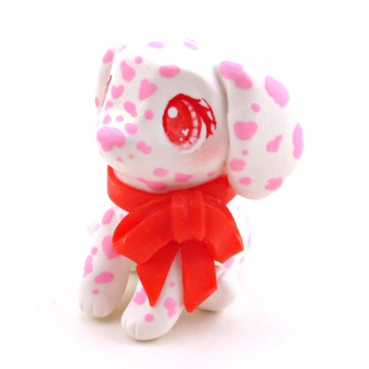 Pink Spotted Dalmatian Puppy Figurine - Polymer Clay Animals Valentine Collection