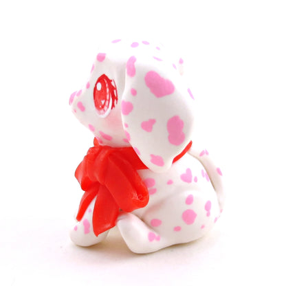 Pink Spotted Dalmatian Puppy Figurine - Polymer Clay Animals Valentine Collection