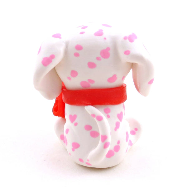 Pink Spotted Dalmatian Puppy Figurine - Polymer Clay Animals Valentine Collection