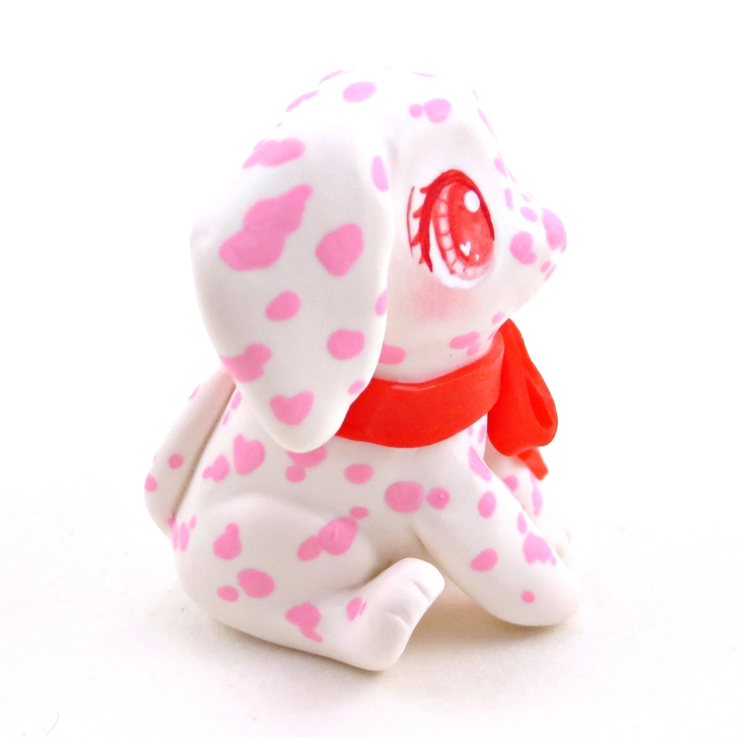 Pink Spotted Dalmatian Puppy Figurine - Polymer Clay Animals Valentine Collection