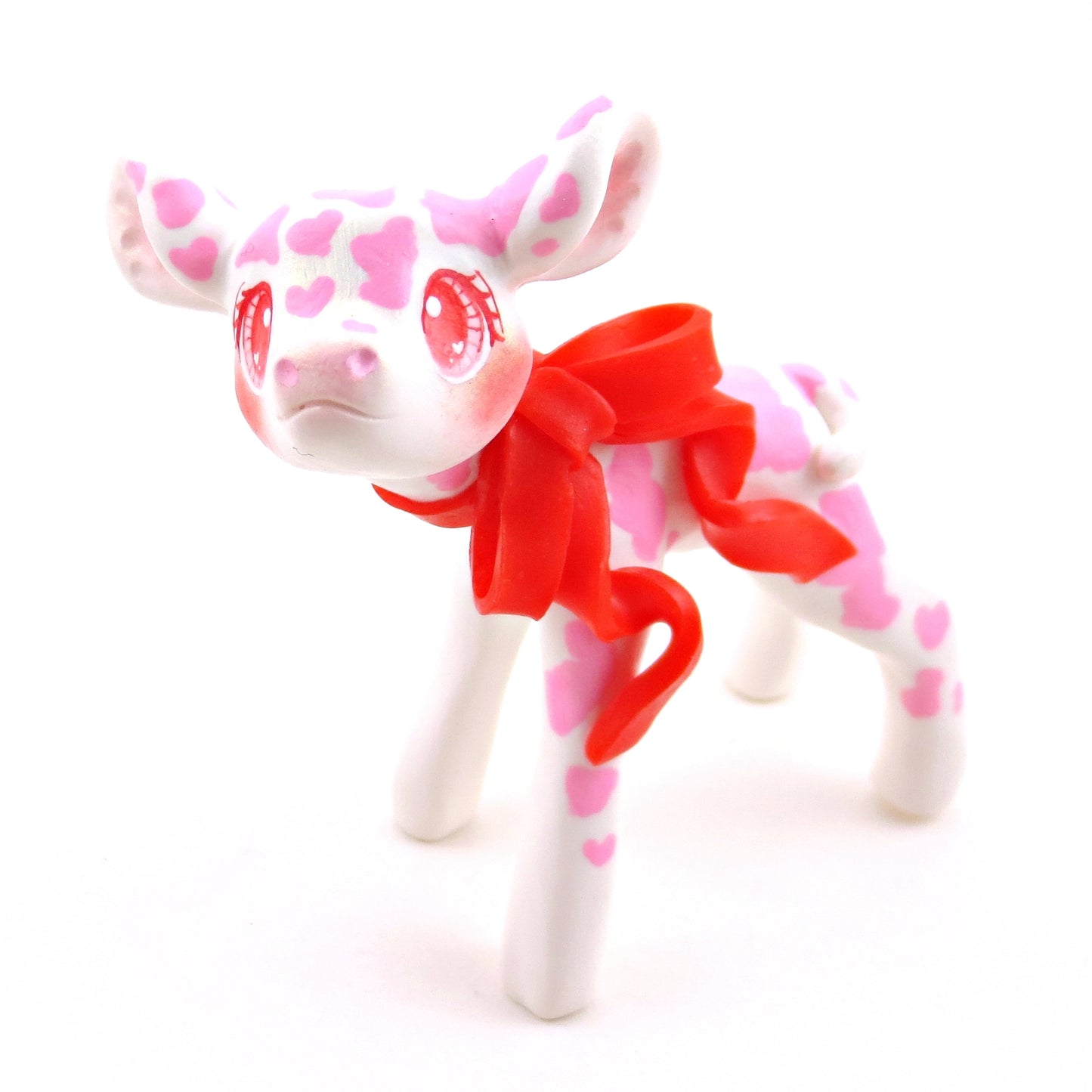 Valentine Cow Figurine - Polymer Clay Animals Valentine Collection