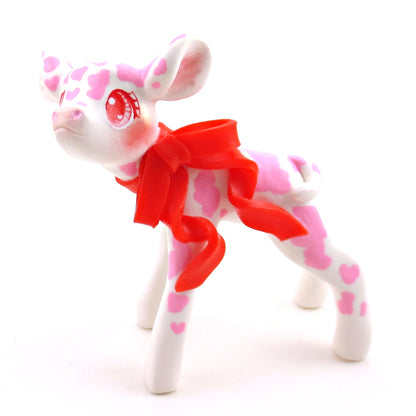 Valentine Cow Figurine - Polymer Clay Animals Valentine Collection