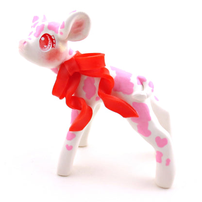 Valentine Cow Figurine - Polymer Clay Animals Valentine Collection