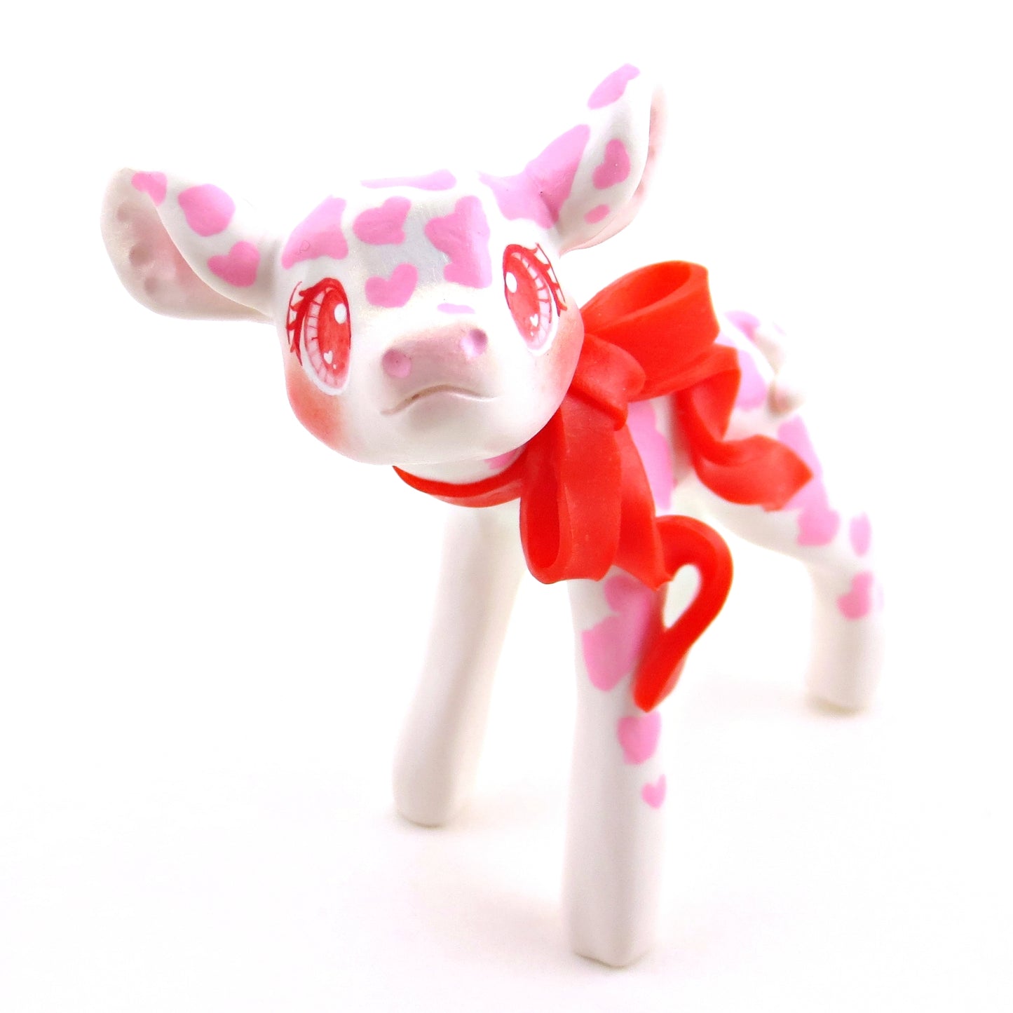 Valentine Cow Figurine - Polymer Clay Animals Valentine Collection