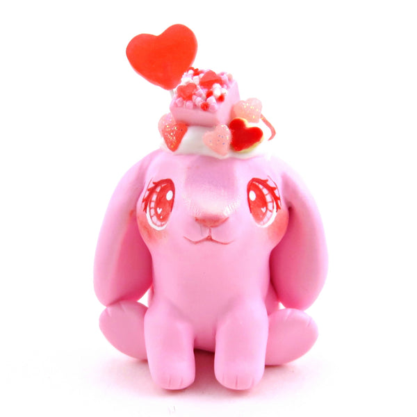 Valentine Dessert Holland Lop Bunny Figurine - Polymer Clay Animals Valentine Collection