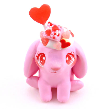 Valentine Dessert Holland Lop Bunny Figurine - Polymer Clay Animals Valentine Collection