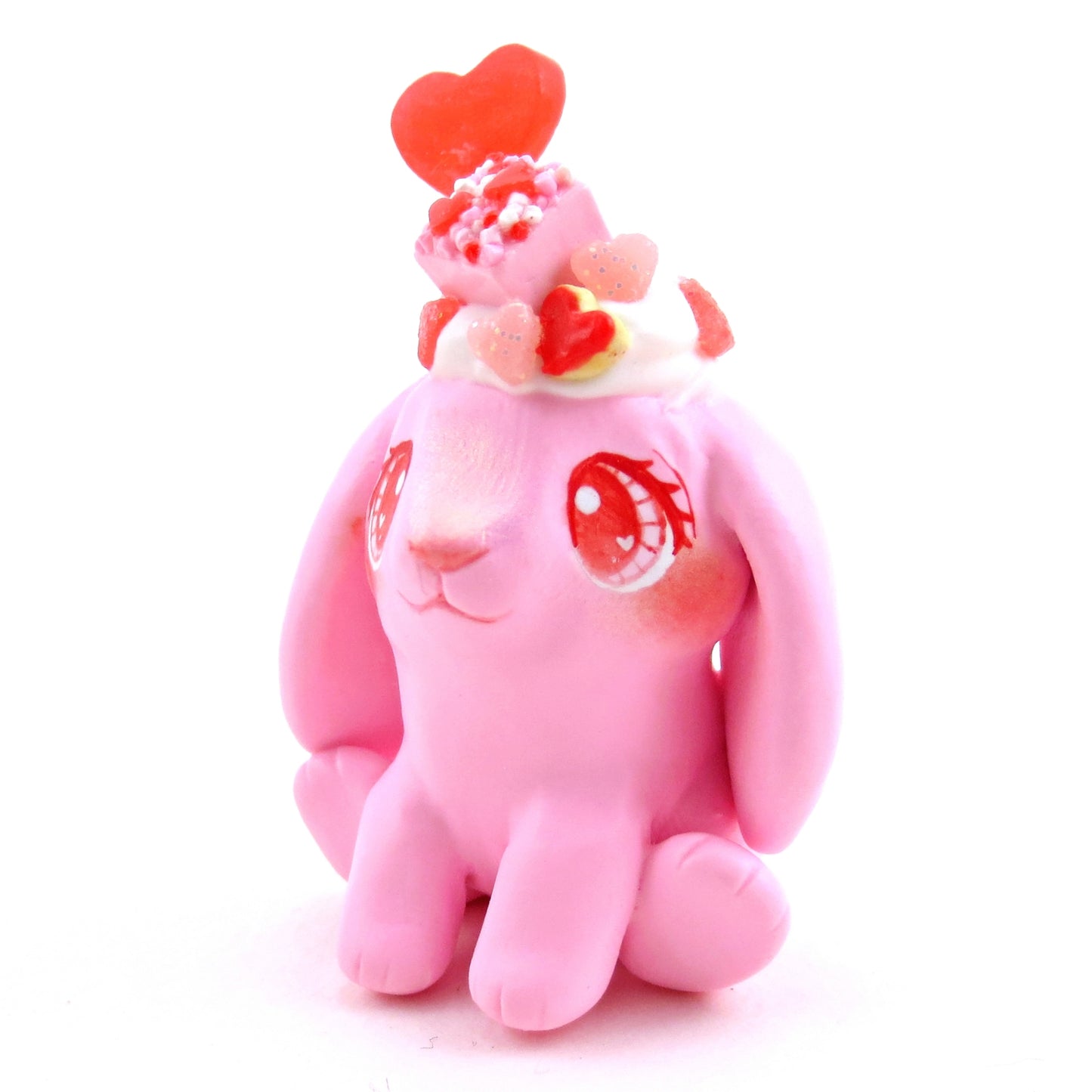 Valentine Dessert Holland Lop Bunny Figurine - Polymer Clay Animals Valentine Collection